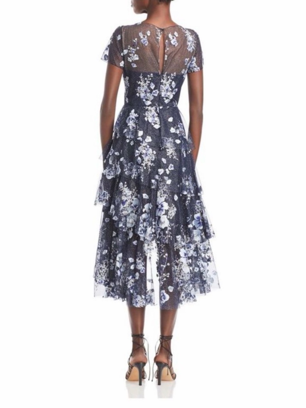 Marchesa Notte Midi Cocktail Dress in Navy Sz 12 NWT - Picture 12 of 12